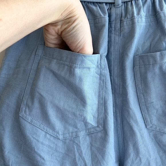 Good Luck Gem Paperbag High Waist Belted Shorts, Dusty Blue, Size Medium - Picture 13 of 16